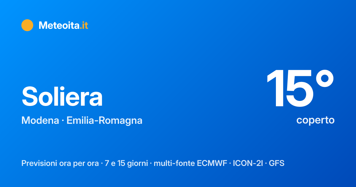 Meteo Soliera · sereno · previsioni 15 giorni · Meteoita.it